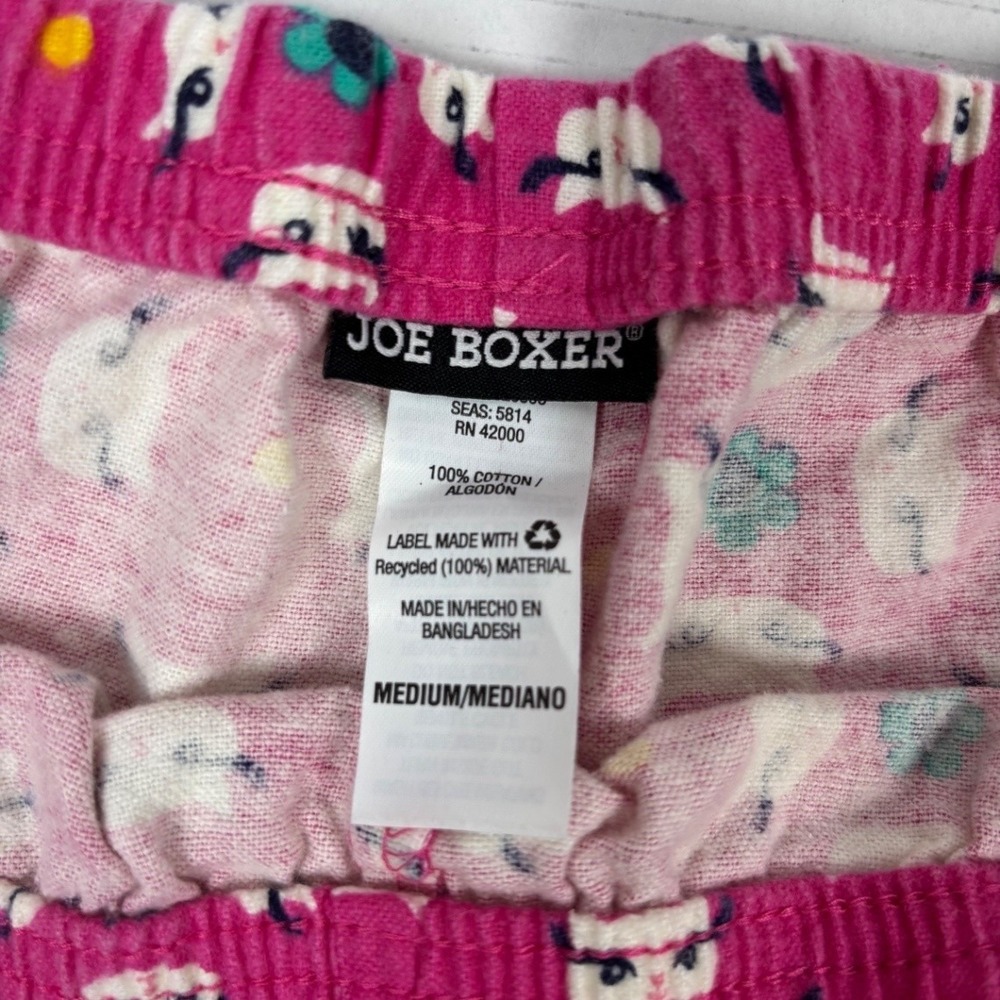 Joe Boxer Women's M Flannel Pajama Set Pink Cat Print Button Up Top & Pants - Picture 5 of 11